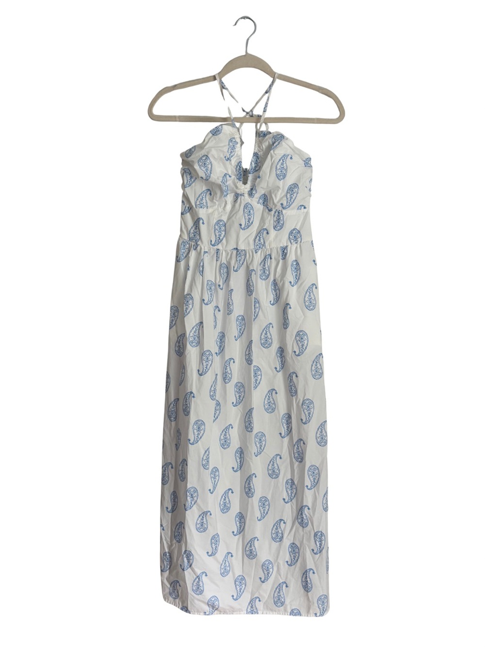 Universal Thread White Maxi Sundress with Blue Paisley